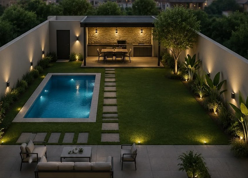 3D pool and outdoor Lighting Design in UAE
