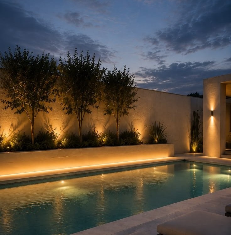 3D Exterior Lighting Design in Abu Dhabi for pools and landscape and facade