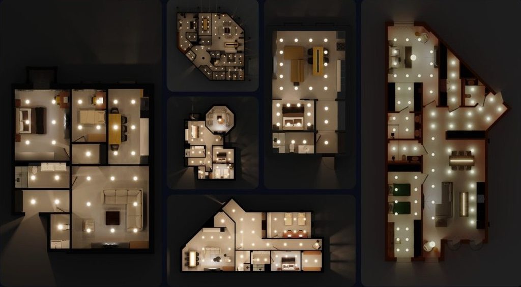 2D Lighting Plans examples for residential projects in UAE, Dubai  