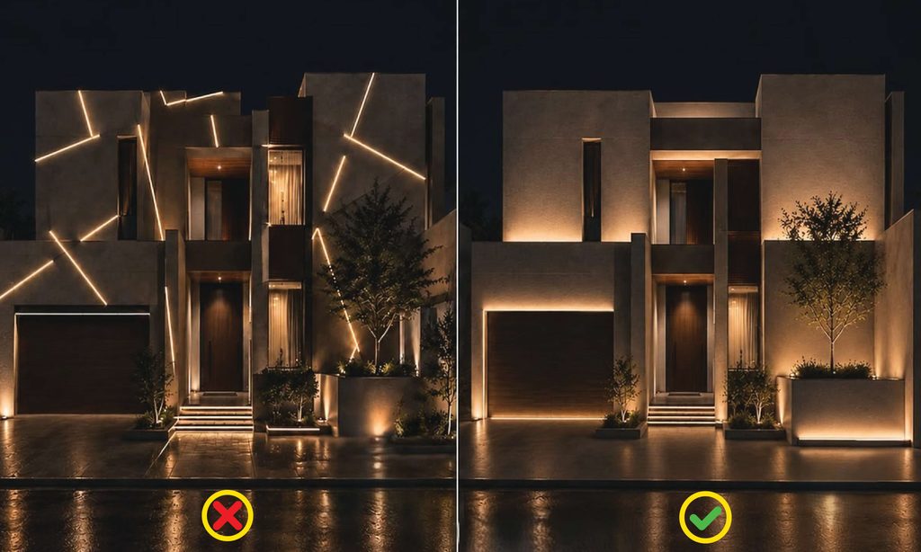 Villa Facade Lighting Comparison in UAE