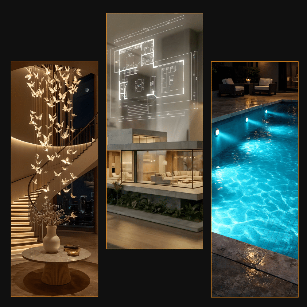 Lighting design for villas with chandeliers supply in Dubai, UAE